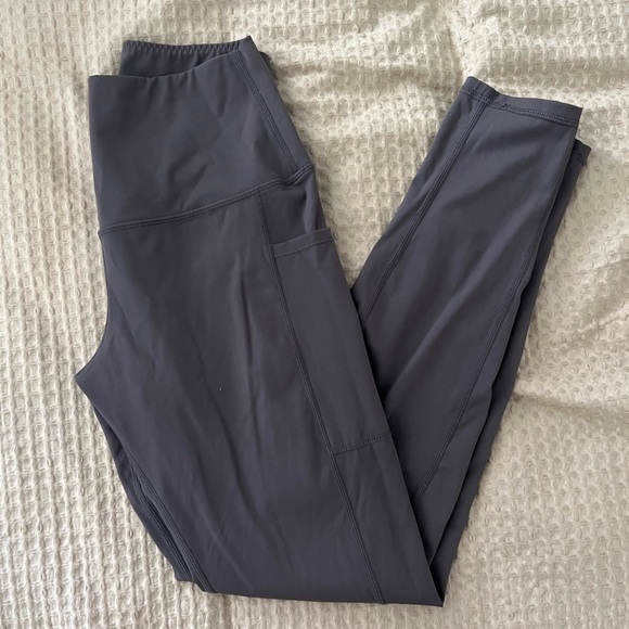 Grey High Waist Leggings with Pockets - Picture 1 of 4